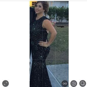 Black Prom,Evening dress rhinestones keyhole back